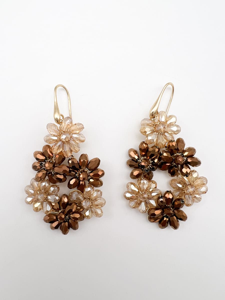 Ohrringe CRYSTAL FLOWERS BROWN