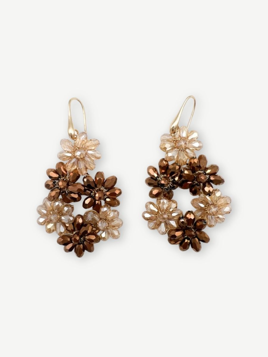 Ohrringe CRYSTAL FLOWERS BROWN