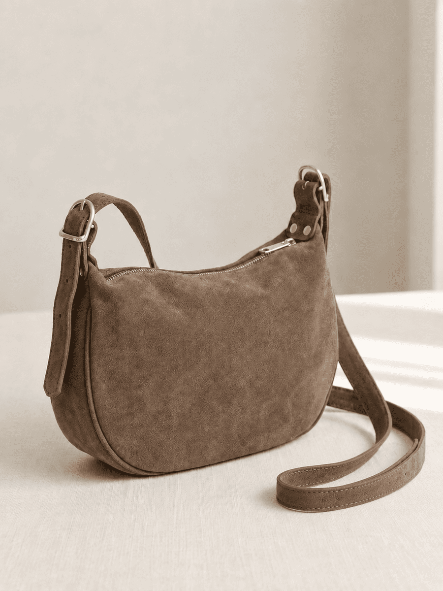 Runde Schultertasche MOON BAG taupe