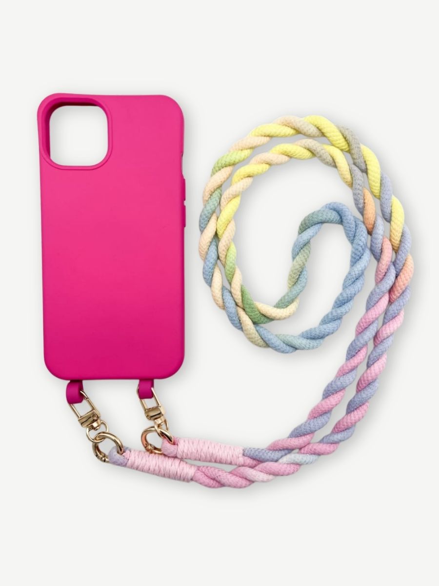 Set Handykette BALI RAINBOW mit Hülle HOT PINK für iPhone