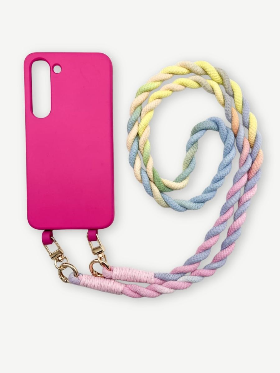 Set Handykette BALI RAINBOW mit Hülle HOT PINK für Samsung