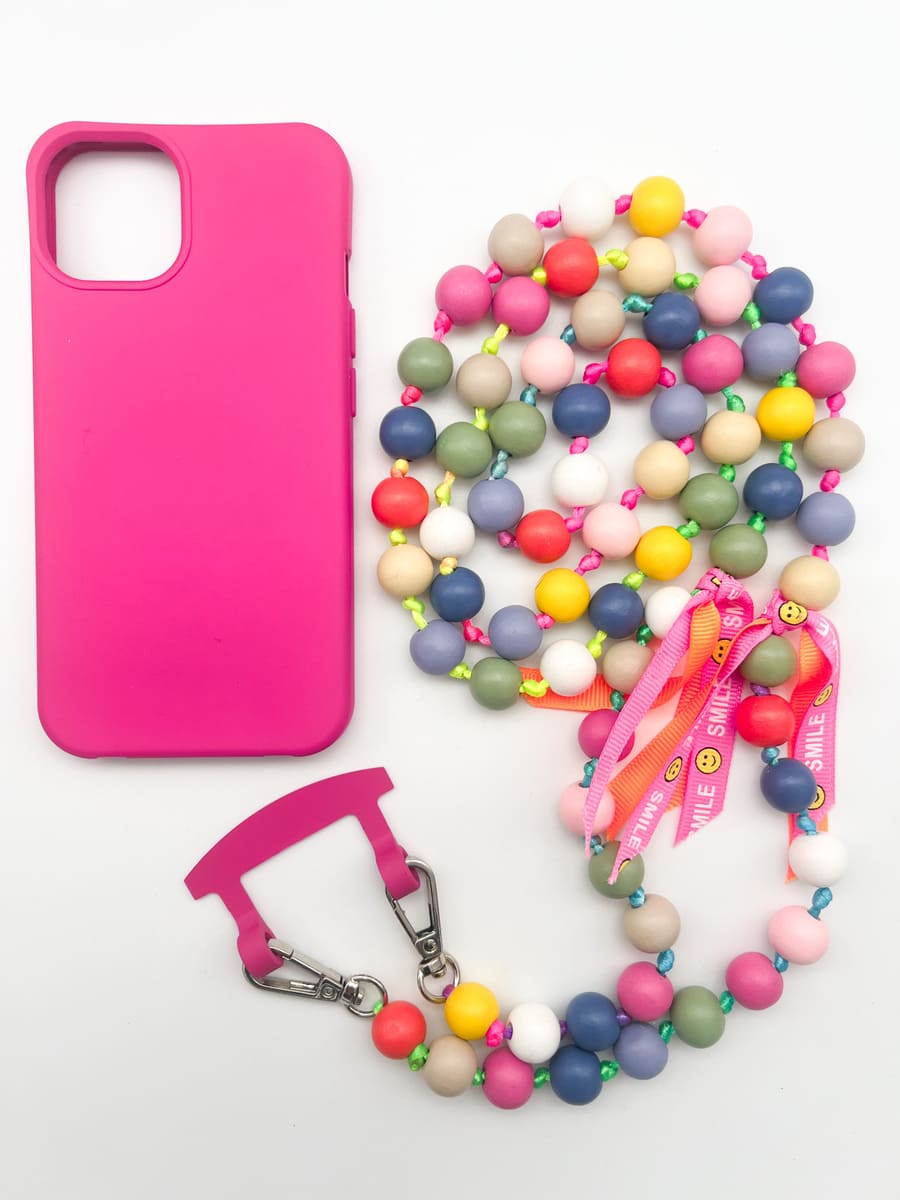 Set Handykette BIG IBIZA bunt mit Hülle HOT PINK für iPhone