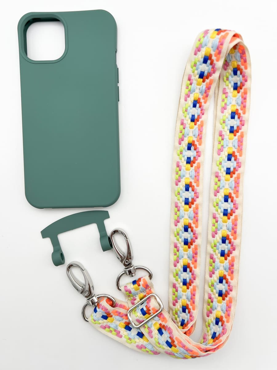 Set Handykette FLEUR NEON mit Hülle OCEAN für iPhone