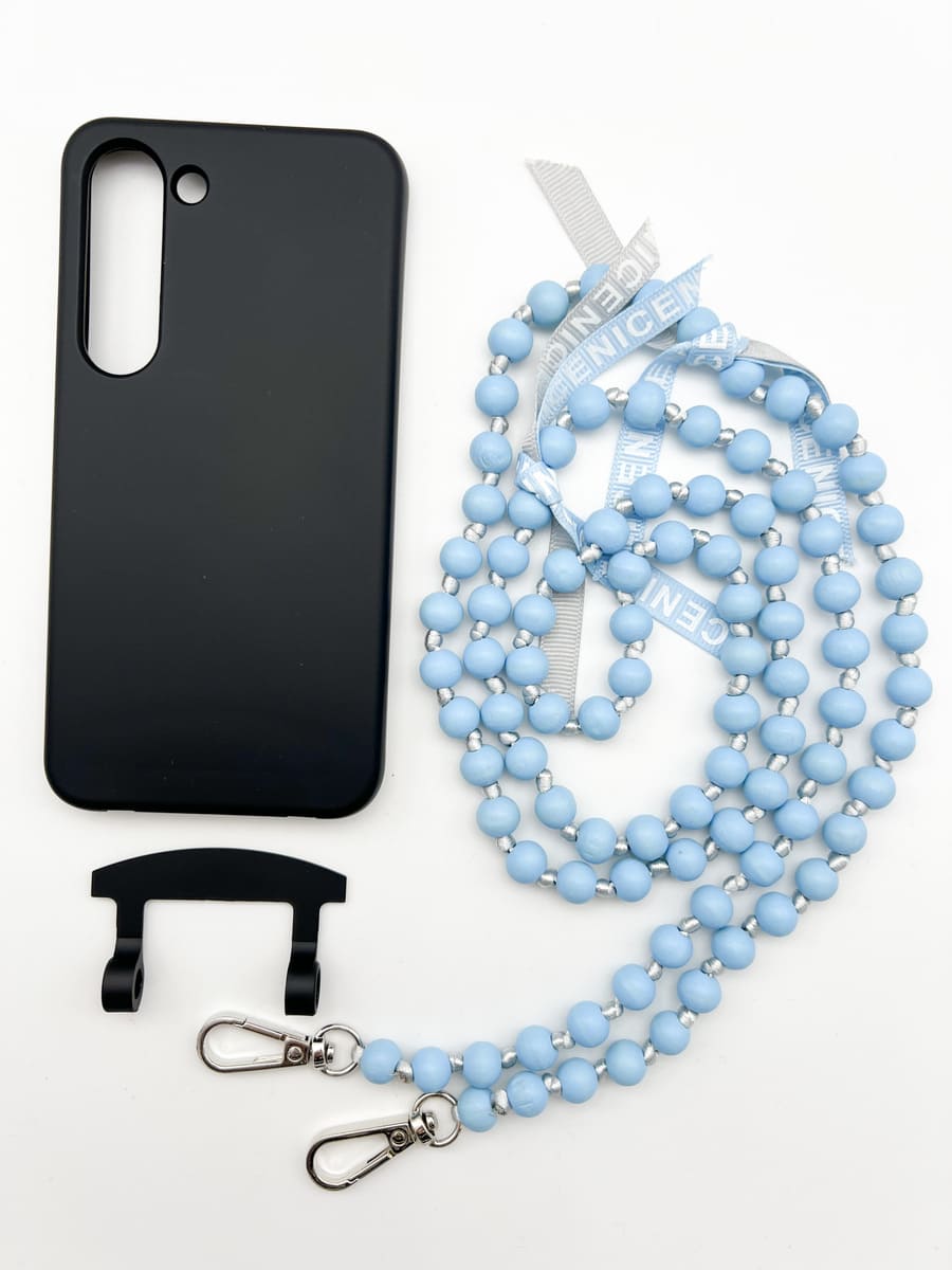Set Handykette IBIZA BABY BLUE mit Hülle COAL für Samsung