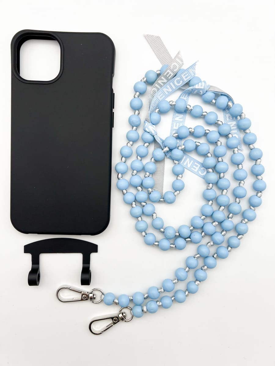 Set Handykette IBIZA BABY BLUE mit Hülle COAL für iPhone