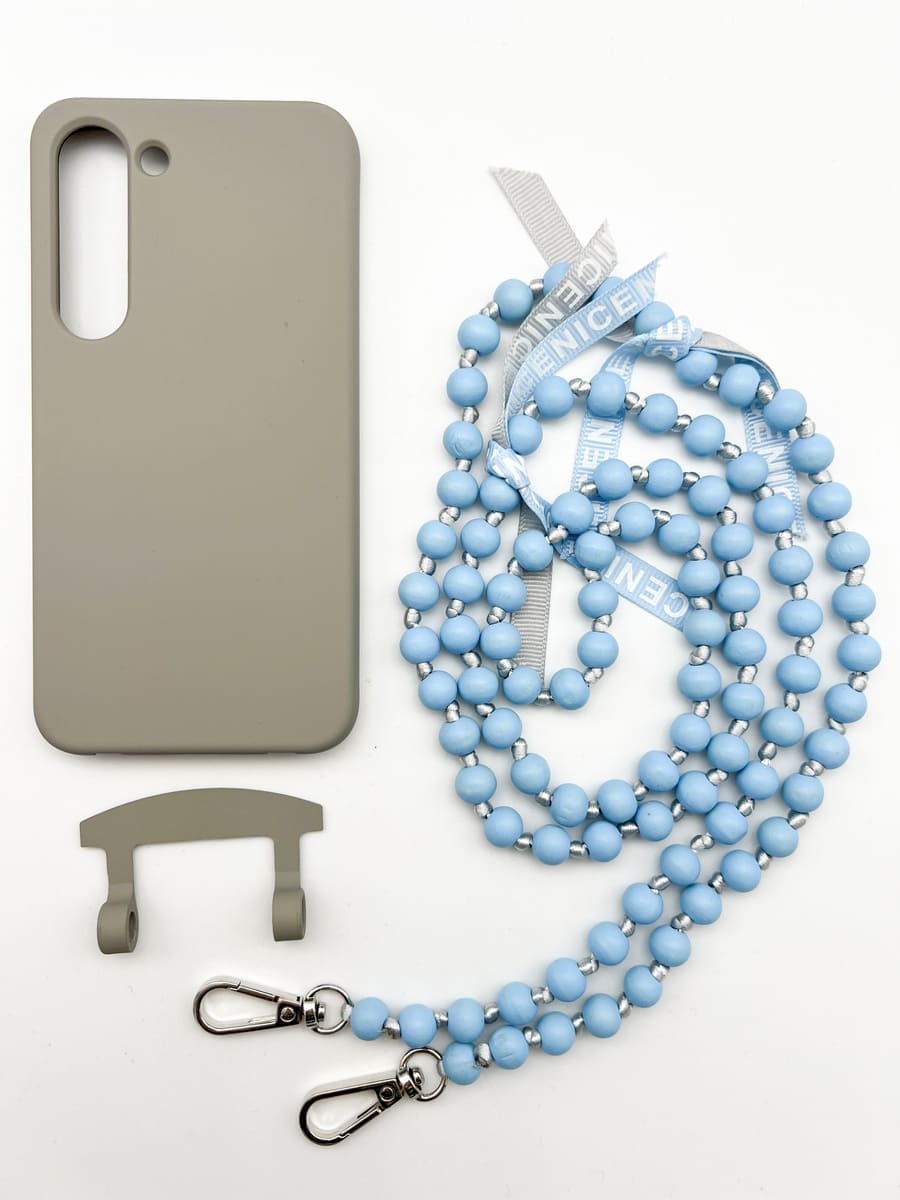 Set Handykette IBIZA BABY BLUE mit Hülle STONE für Samsung