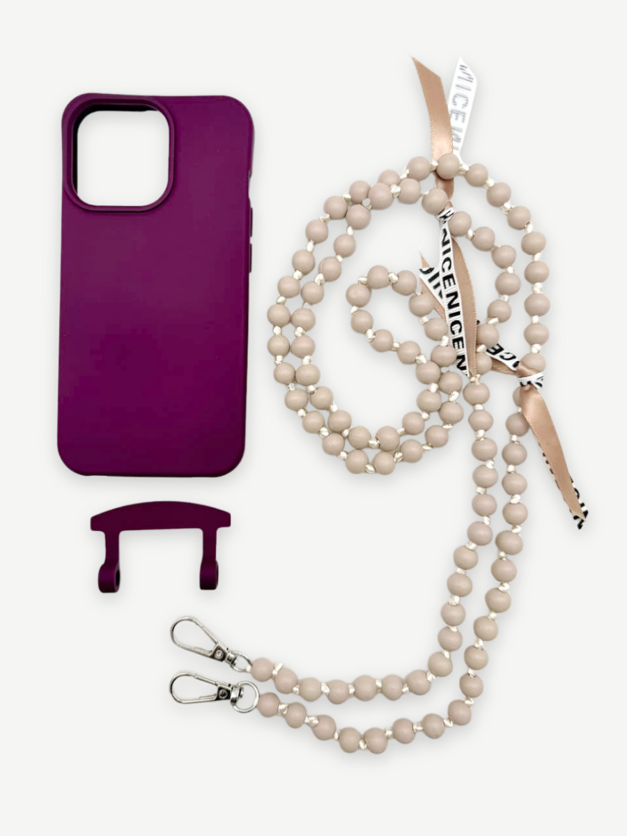 Set Handykette IBIZA BEIGE mit Hülle BERRY für iPhone