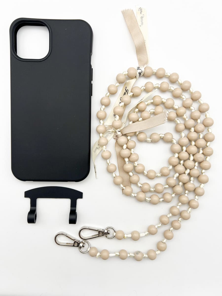 Set Handykette IBIZA BEIGE mit Hülle COAL für iPhone