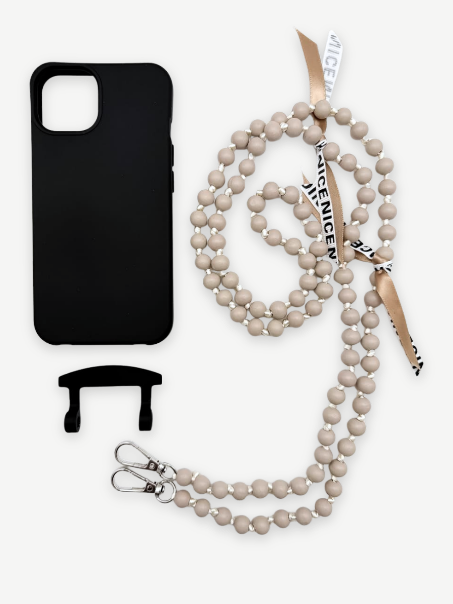 Set Handykette IBIZA BEIGE mit Hülle COAL für iPhone