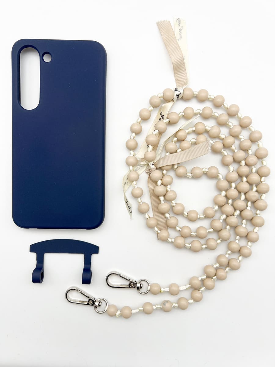 Set Handykette IBIZA BEIGE mit Hülle NAVY für Samsung