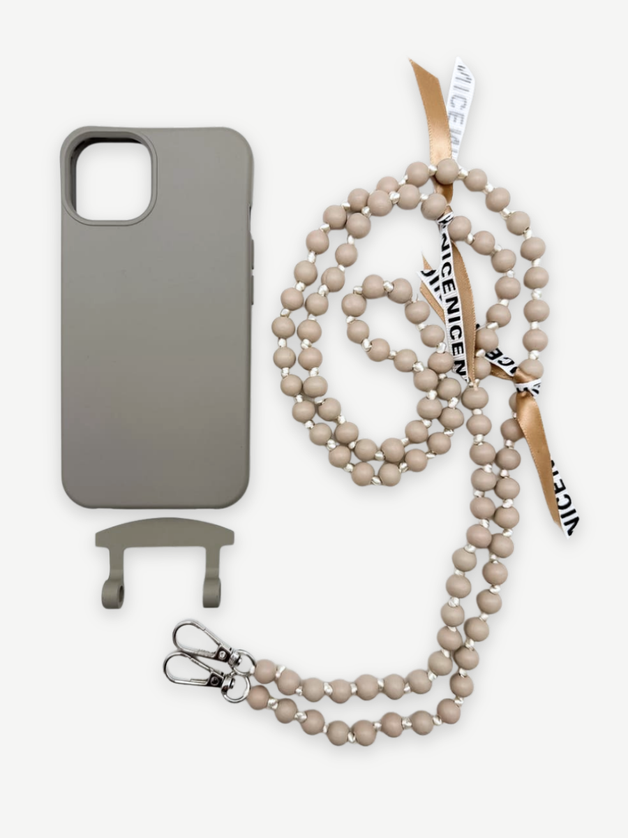 Set Handykette IBIZA BEIGE mit Hülle STONE für iPhone