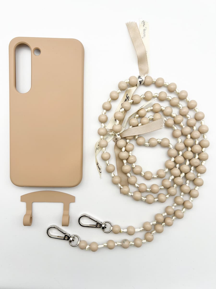 Set Handykette IBIZA BEIGE mit Hülle TOFFEE für Samsung