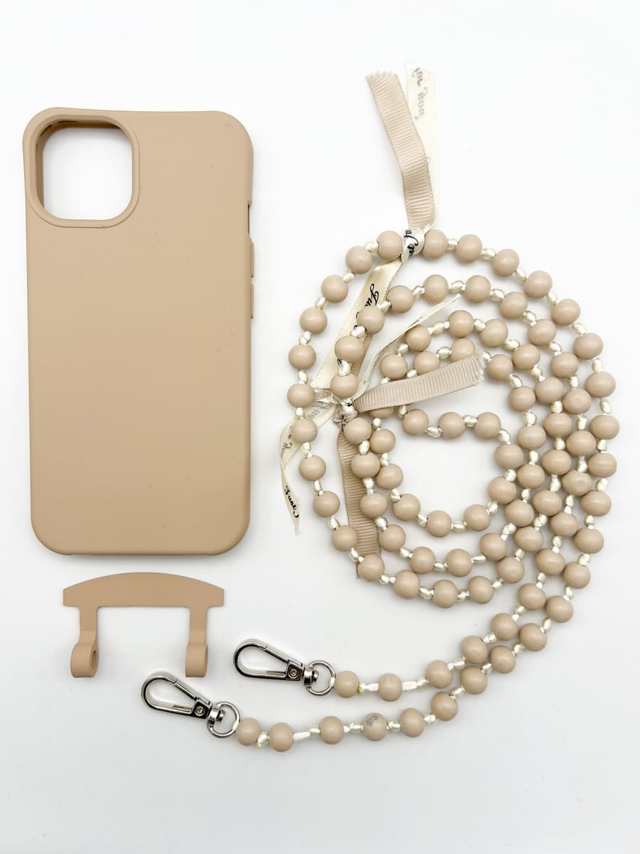 Set Handykette IBIZA BEIGE mit Hülle TOFFEE für iPhone