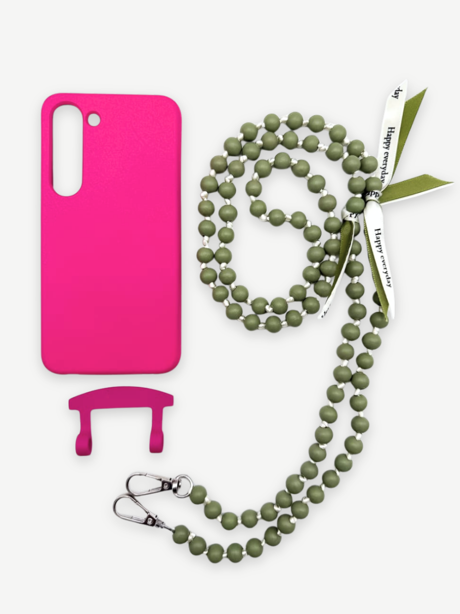 Set Handykette IBIZA GREEN mit Hülle HOT PINK für Samsung