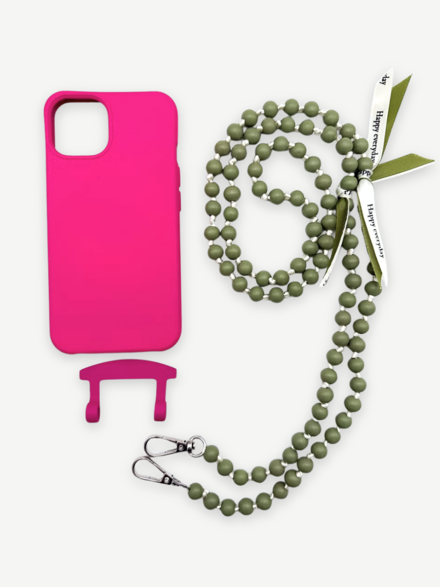Set Handykette IBIZA GREEN mit Hülle HOT PINK für iPhone
