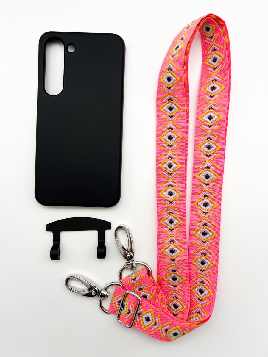 Set Handykette INCA PINK mit Hülle COAL für Samsung