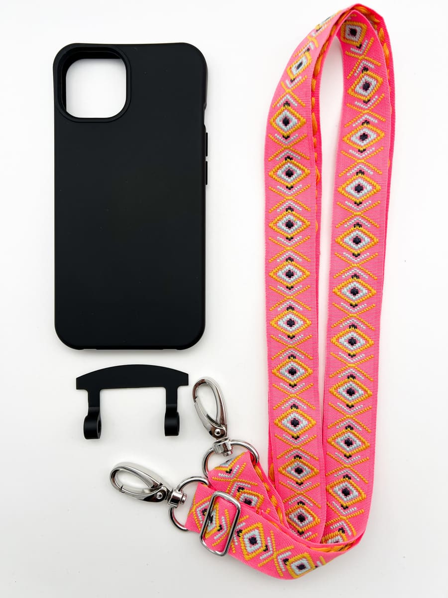 Set Handykette INCA PINK mit Hülle COAL für iPhone