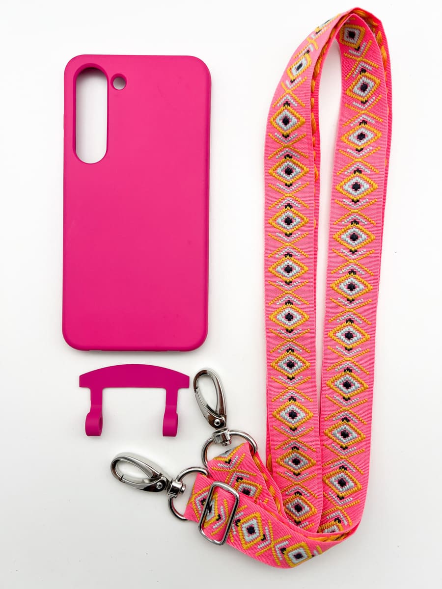 Set Handykette INCA PINK mit Hülle HOT PINK für Samsung