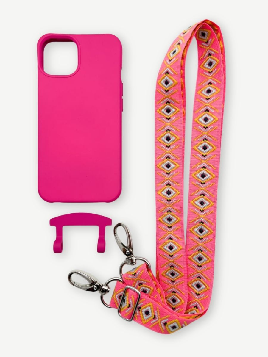 Set Handykette INCA PINK mit Hülle HOT PINK für iPhone