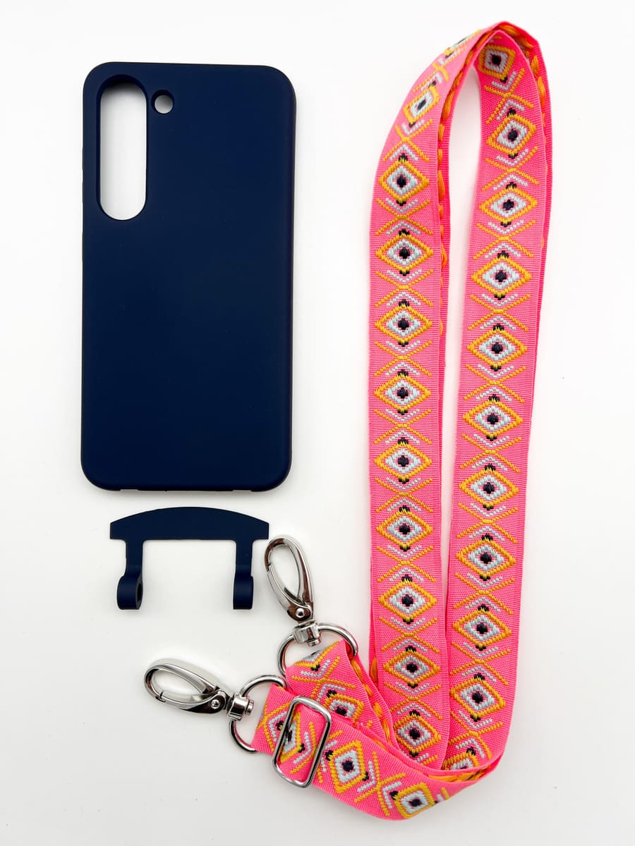 Set Handykette INCA PINK mit Hülle NAVY für Samsung