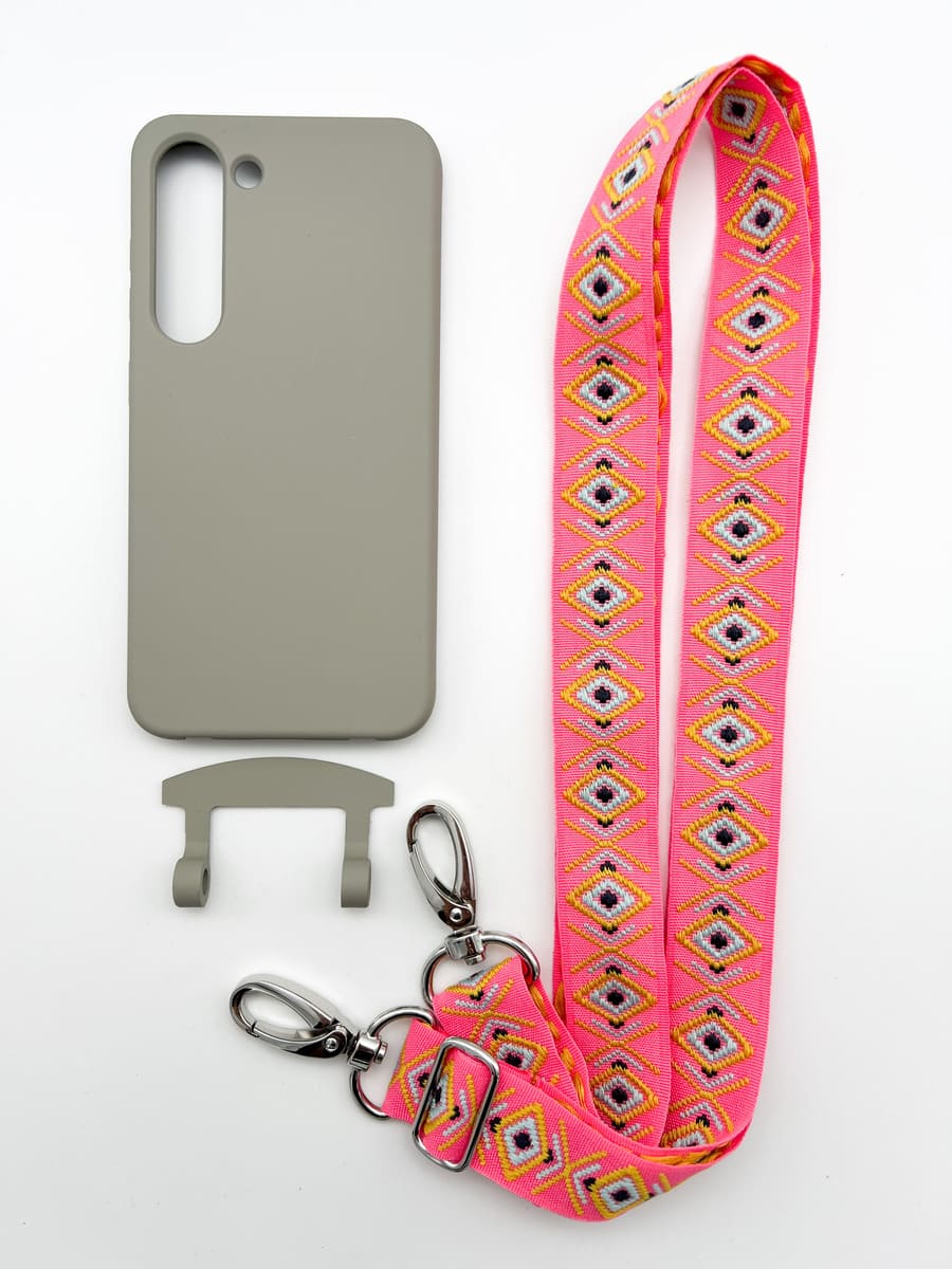 Set Handykette INCA PINK mit Hülle STONE für Samsung