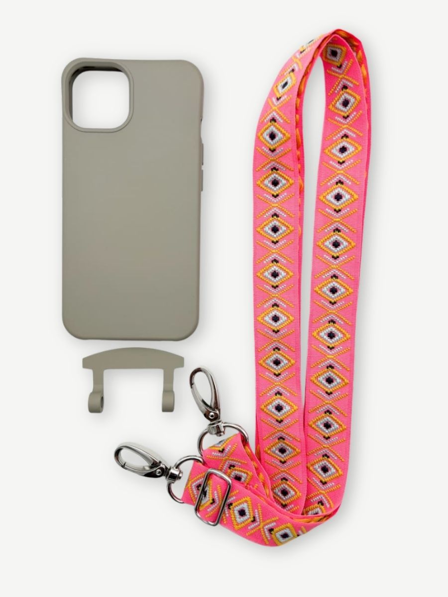 Set Handykette INCA PINK mit Hülle STONE für iPhone