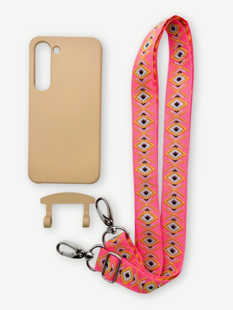 Set Handykette INCA PINK mit Hülle TOFFEE für Samsung