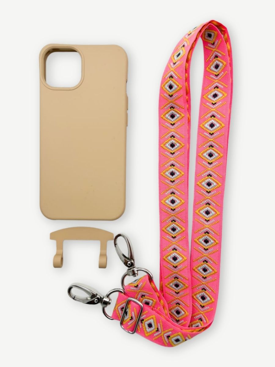 Set Handykette INCA PINK mit Hülle TOFFEE für iPhone
