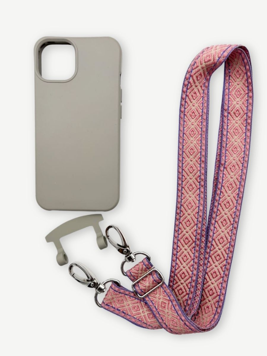 Set Handykette INCA ROSE mit Hülle STONE für iPhone