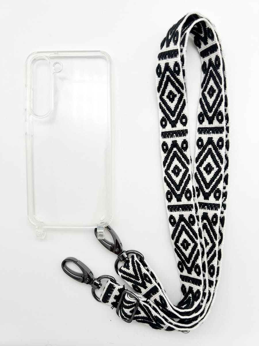 Set Handykette MAYA BLACK AND WHITE mit Hülle AIR für Samsung