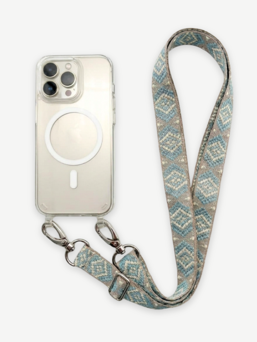 Set Handykette MAYA LIGHT BLUE mit Hülle AIR transparent