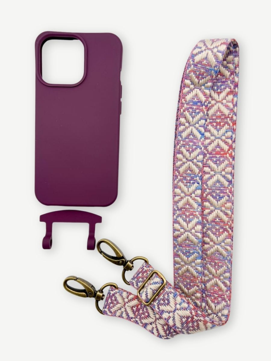 Set Handykette MAYA PASTELL mit Hülle BERRY für iPhone