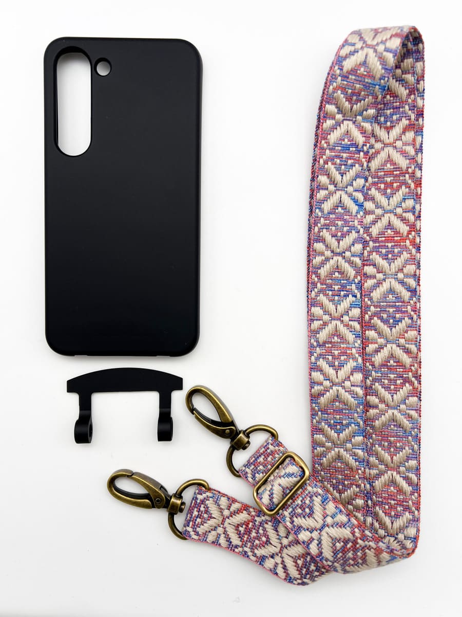 Set Handykette MAYA PASTELL mit Hülle COAL für Samsung