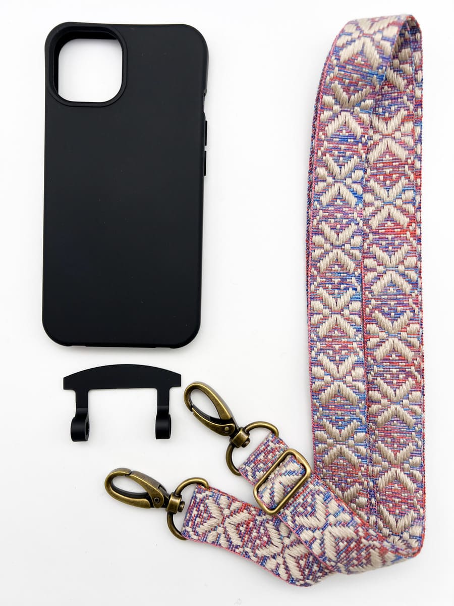 Set Handykette MAYA PASTELL mit Hülle COAL für iPhone