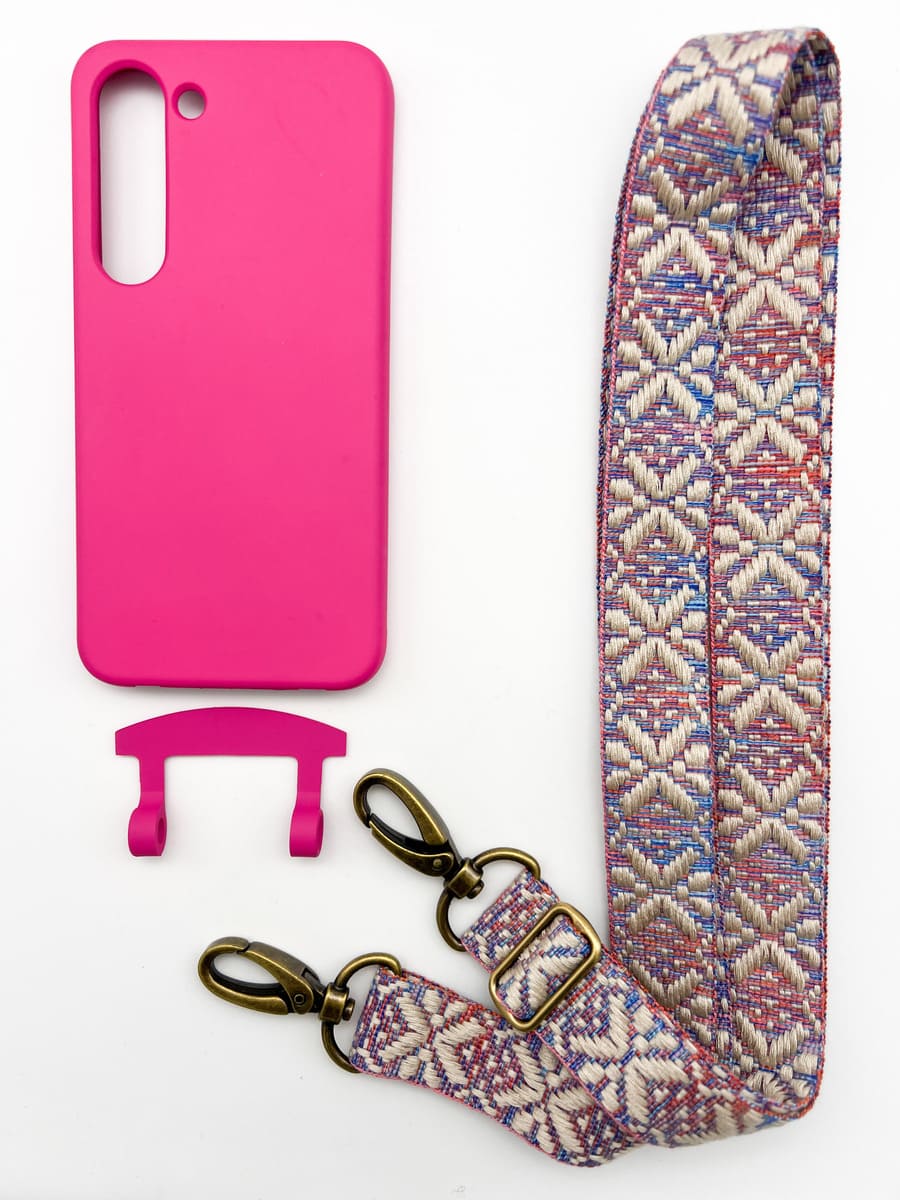 Set Handykette MAYA PASTELL mit Hülle HOT PINK für Samsung