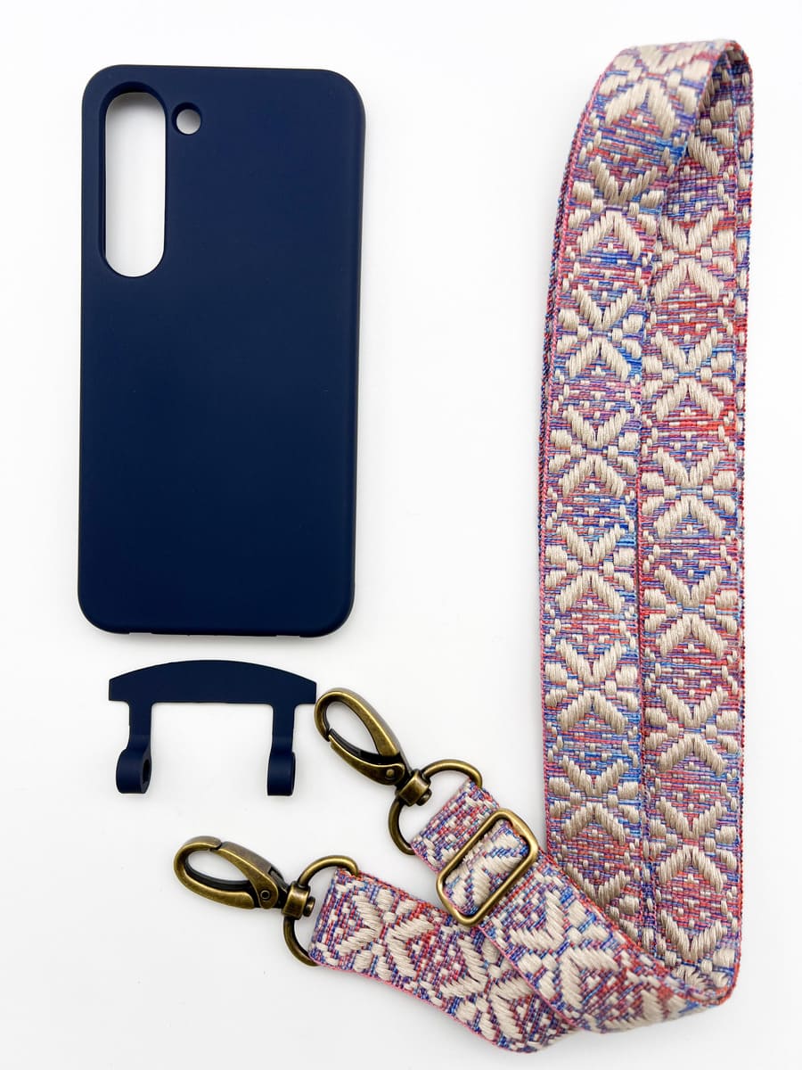 Set Handykette MAYA PASTELL mit Hülle NAVY für Samsung