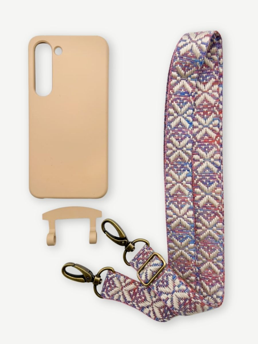 Set Handykette MAYA PASTELL mit Hülle TOFFEE für Samsung