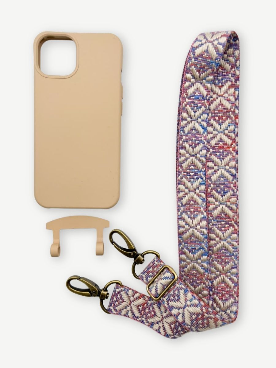 Set Handykette MAYA PASTELL mit Hülle TOFFEE für iPhone