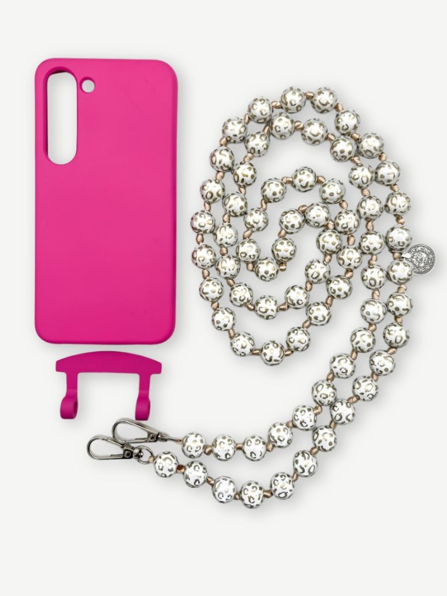 Set Handykette MIRACLE LEO GOLD mit Hülle HOT PINK für Samsung