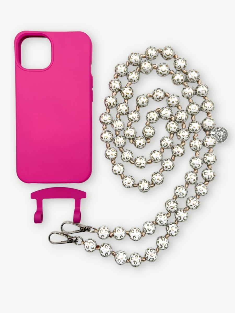 Set Handykette MIRACLE LEO GOLD mit Hülle HOT PINK für iPhone
