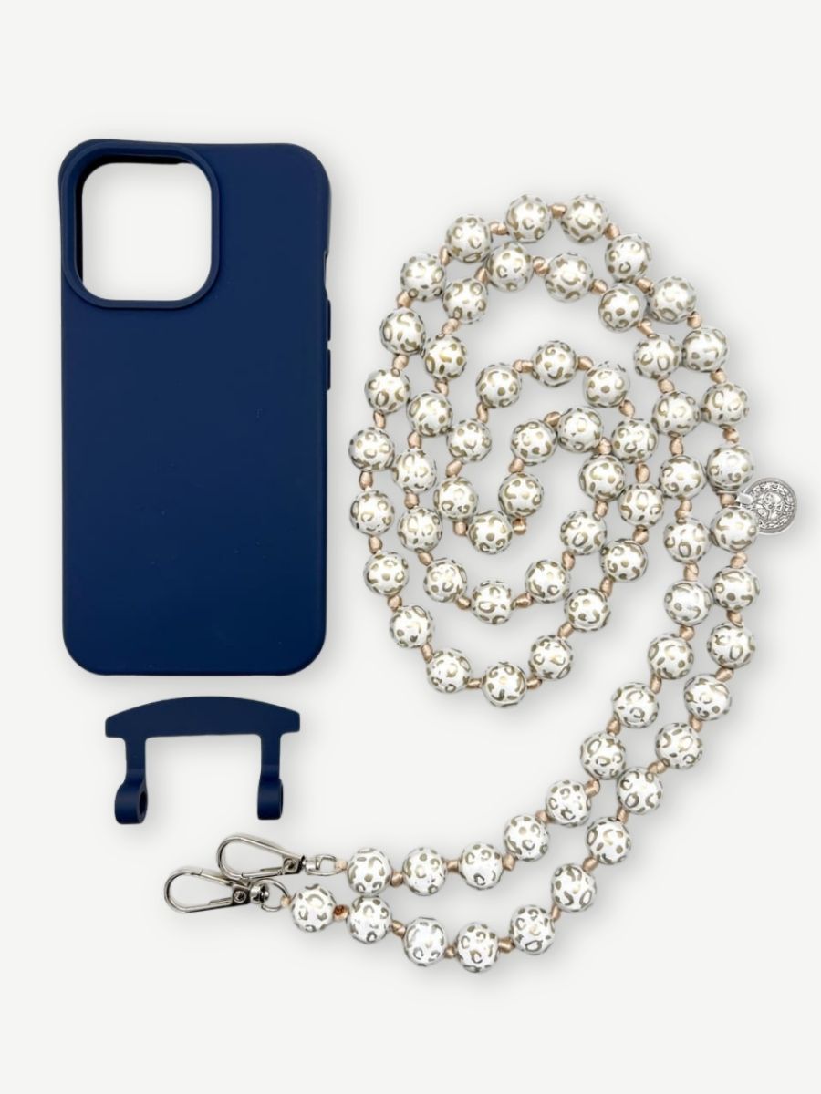 Set Handykette MIRACLE LEO GOLD mit Hülle NAVY für iPhone