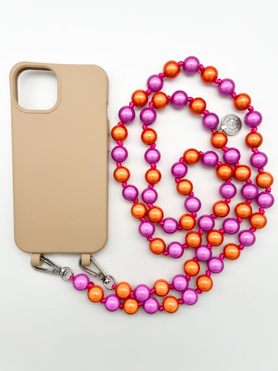 Set Handykette MIRACLE PINK ORANGE mit Hülle TOFFEE für iPhone