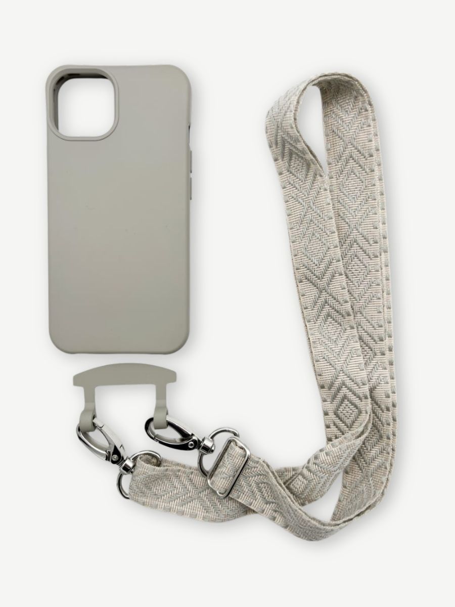 Set Handykette OSLO GREY mit Hülle STONE für iPhone