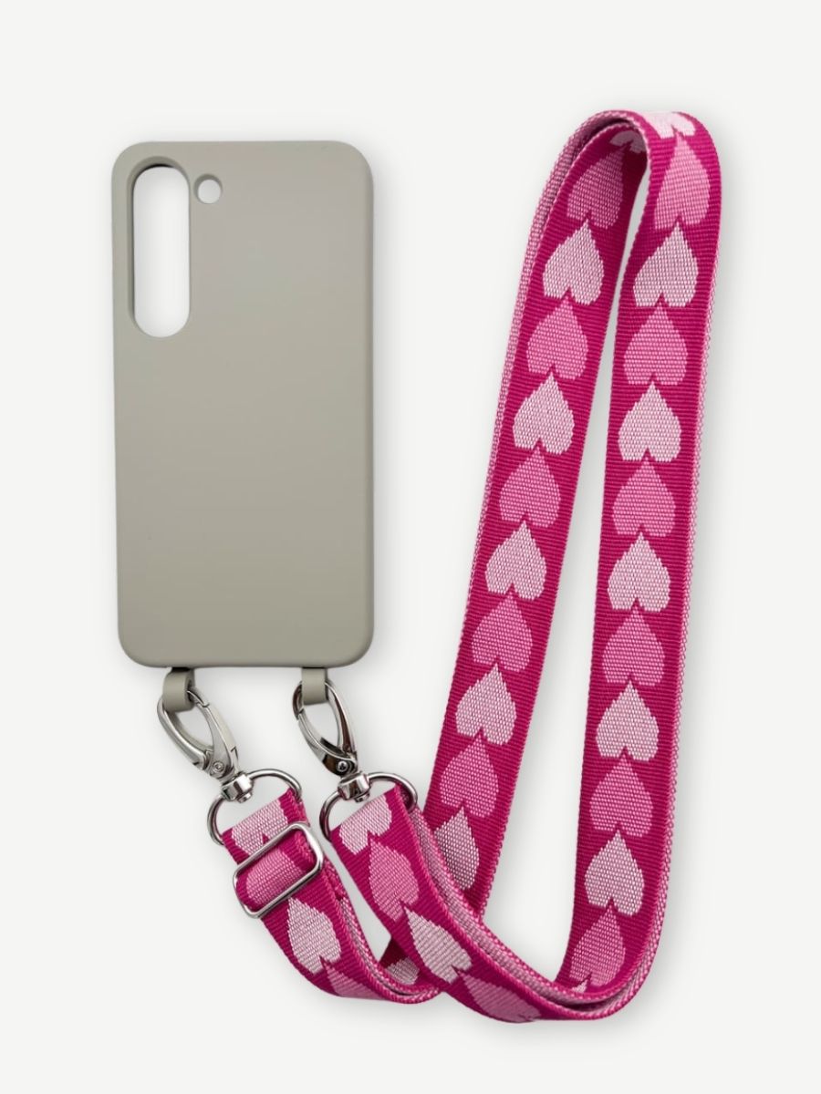 Set Handykette PINKY HEARTS mit Hülle STONE für Samsung
