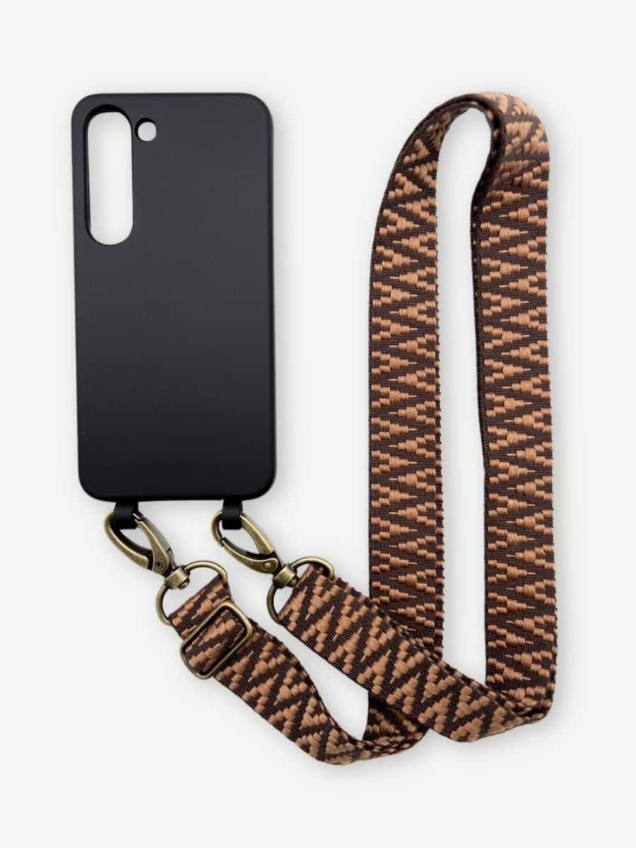 Set Handykette STRIPES COFFEE mit Hülle COAL für Samsung
