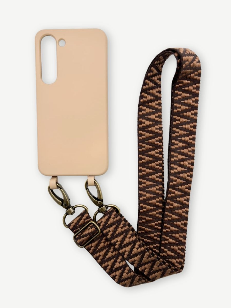 Set Handykette STRIPES COFFEE mit Hülle TOFFEE für Samsung
