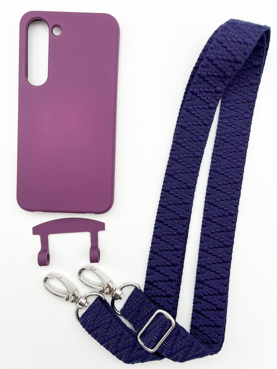 Set Handykette STRIPES NAVY mit Hülle BERRY für Samsung