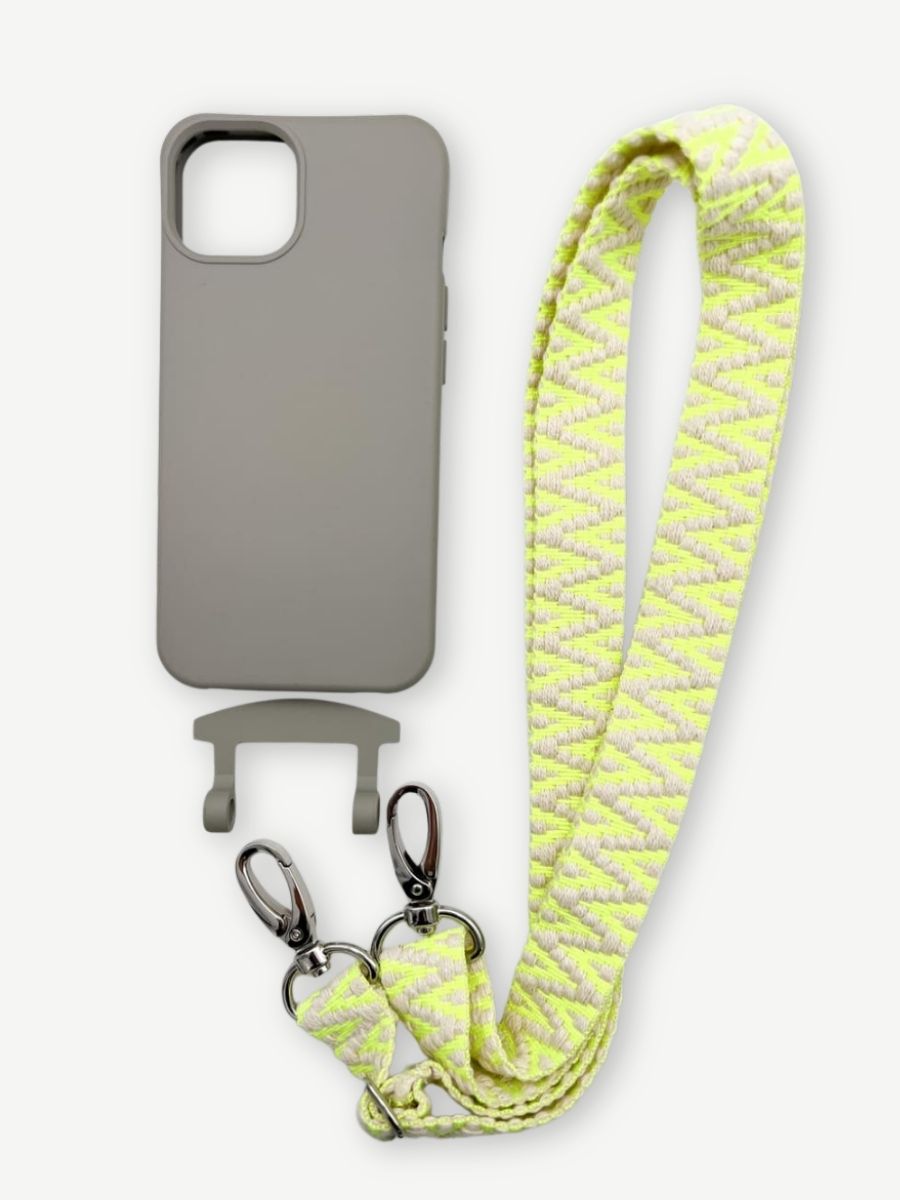 Set Handykette STRIPES NEON mit Hülle STONE für iPhone