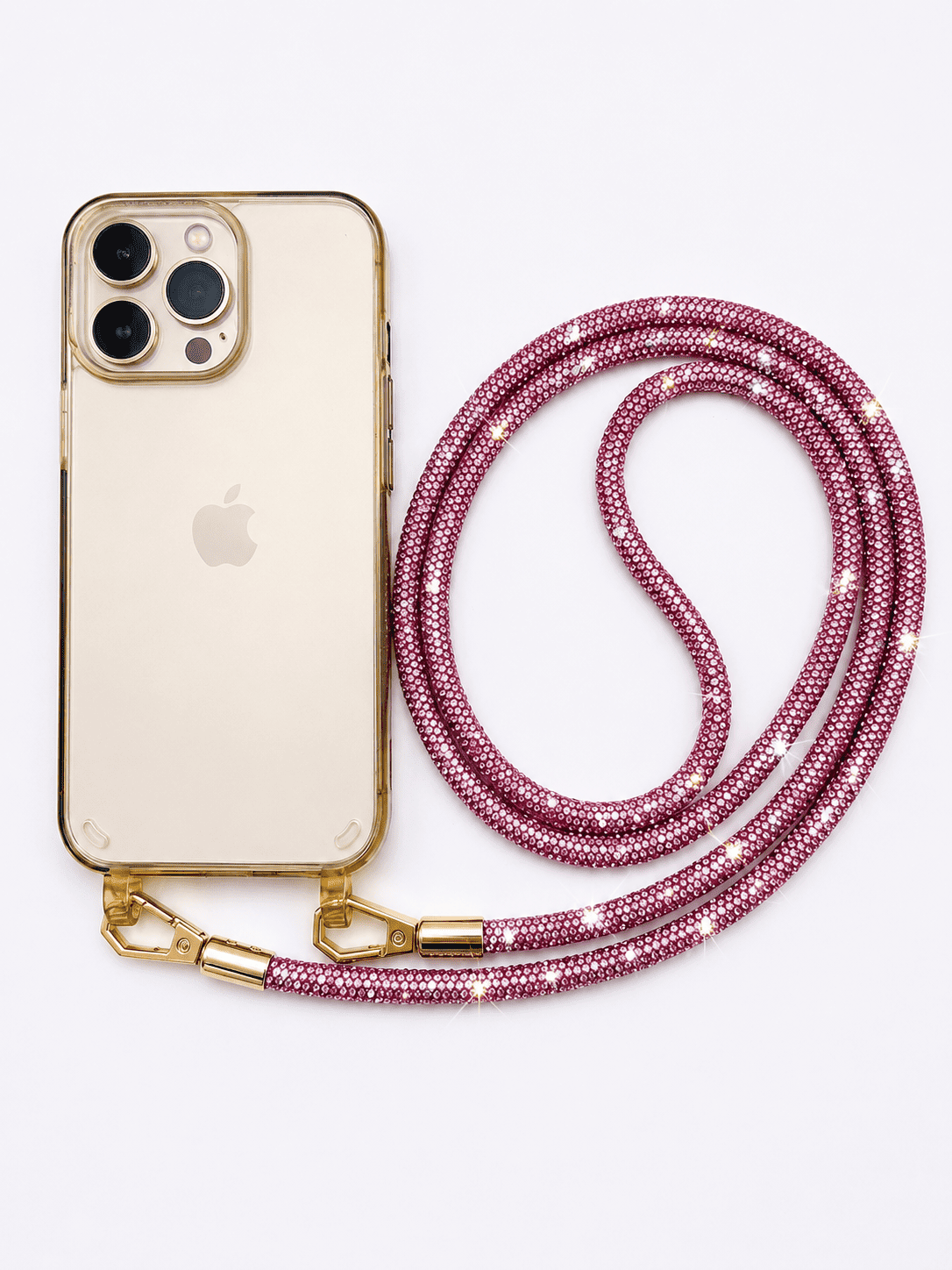 Glitzernde Handykette in rosa mit iphone