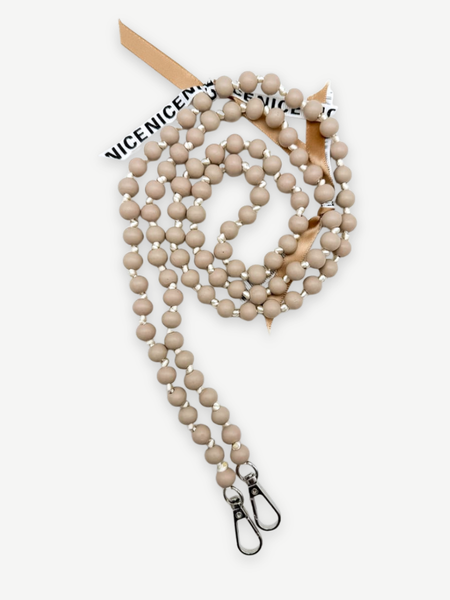 Handykette Ibiza beige aus Holzperlen beige
